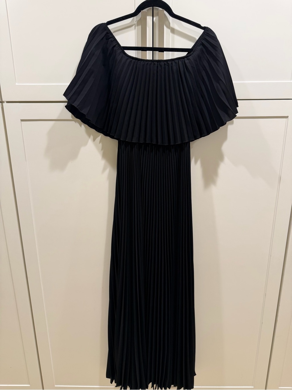 Altar'd State Black Pleated Off-Shoulder Maxi Dress